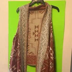 Quagga (2X) Western Pattern Sleeveless Open Cardigan